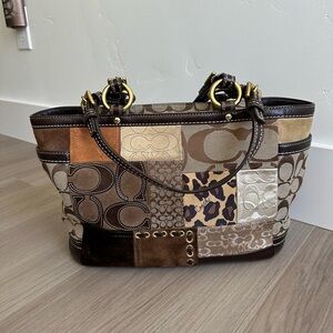 Coach Vintage Limited Edition Brown Patchwork Shoulder Bag